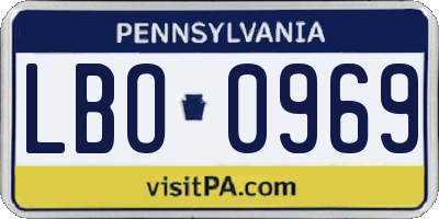 PA license plate LBO0969