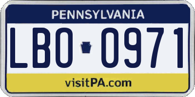 PA license plate LBO0971