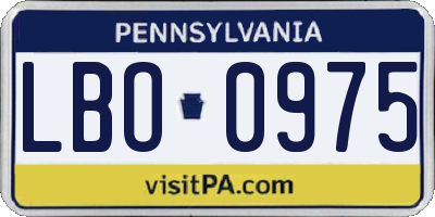 PA license plate LBO0975