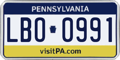PA license plate LBO0991