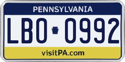 PA license plate LBO0992
