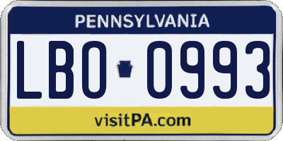 PA license plate LBO0993