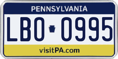 PA license plate LBO0995