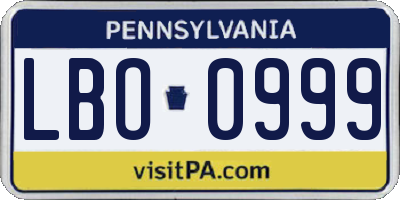 PA license plate LBO0999