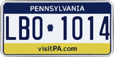 PA license plate LBO1014