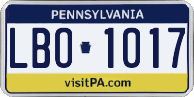 PA license plate LBO1017