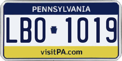 PA license plate LBO1019