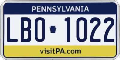 PA license plate LBO1022