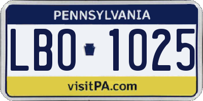 PA license plate LBO1025