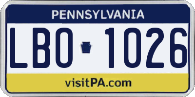 PA license plate LBO1026
