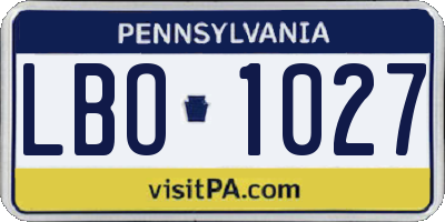 PA license plate LBO1027