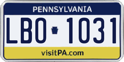 PA license plate LBO1031