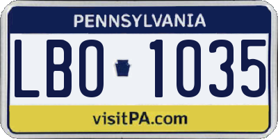 PA license plate LBO1035