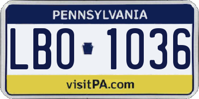 PA license plate LBO1036