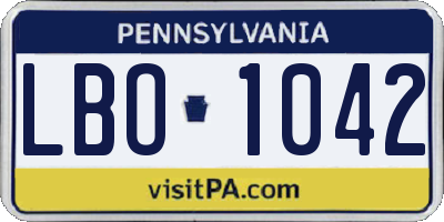 PA license plate LBO1042