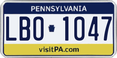 PA license plate LBO1047