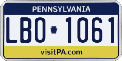 PA license plate LBO1061