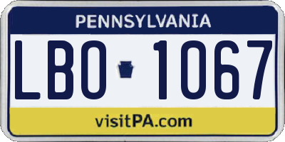 PA license plate LBO1067