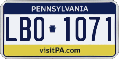 PA license plate LBO1071