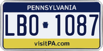 PA license plate LBO1087