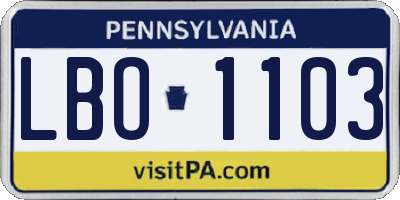 PA license plate LBO1103