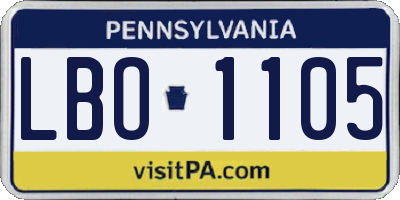 PA license plate LBO1105