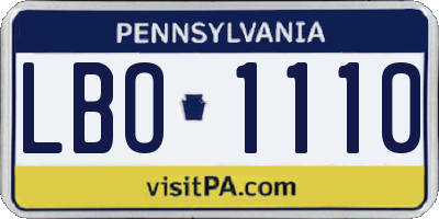 PA license plate LBO1110