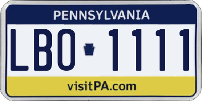 PA license plate LBO1111