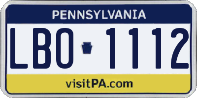 PA license plate LBO1112