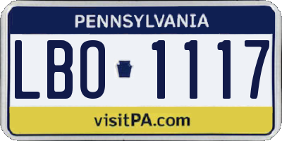 PA license plate LBO1117
