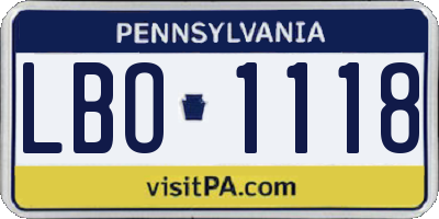 PA license plate LBO1118