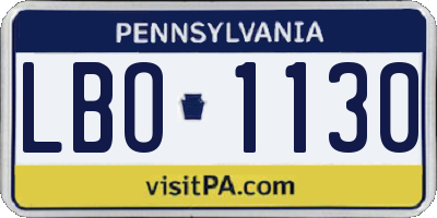 PA license plate LBO1130