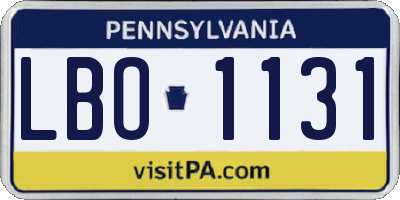 PA license plate LBO1131