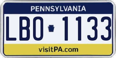 PA license plate LBO1133