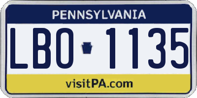 PA license plate LBO1135
