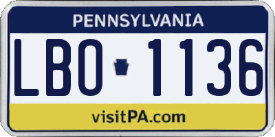 PA license plate LBO1136