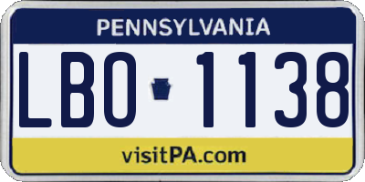 PA license plate LBO1138