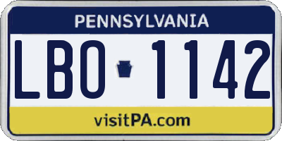 PA license plate LBO1142