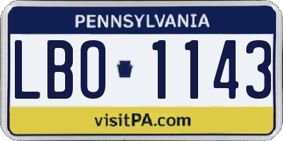 PA license plate LBO1143