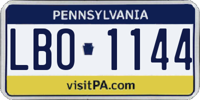 PA license plate LBO1144