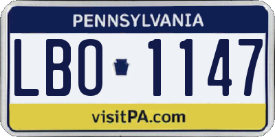 PA license plate LBO1147
