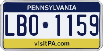 PA license plate LBO1159