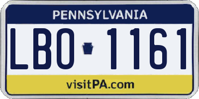 PA license plate LBO1161
