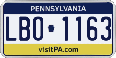 PA license plate LBO1163