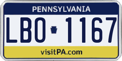 PA license plate LBO1167