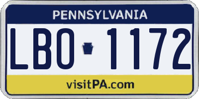 PA license plate LBO1172