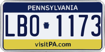 PA license plate LBO1173