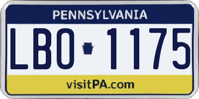 PA license plate LBO1175