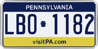 PA license plate LBO1182