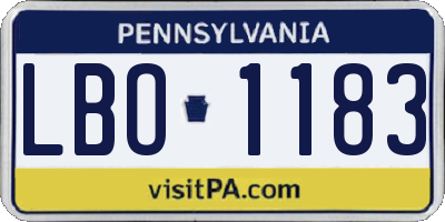 PA license plate LBO1183